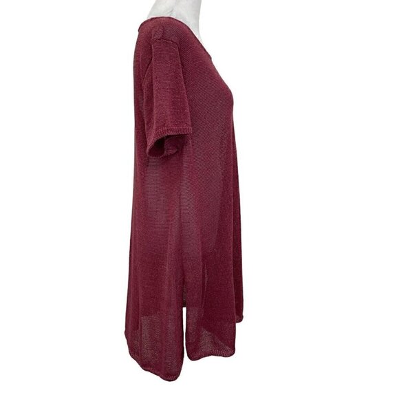 Eileen Fisher Linen Blend Open Knit Lightweight Sweater Tunic Pink size Large - Picture 3 of 7